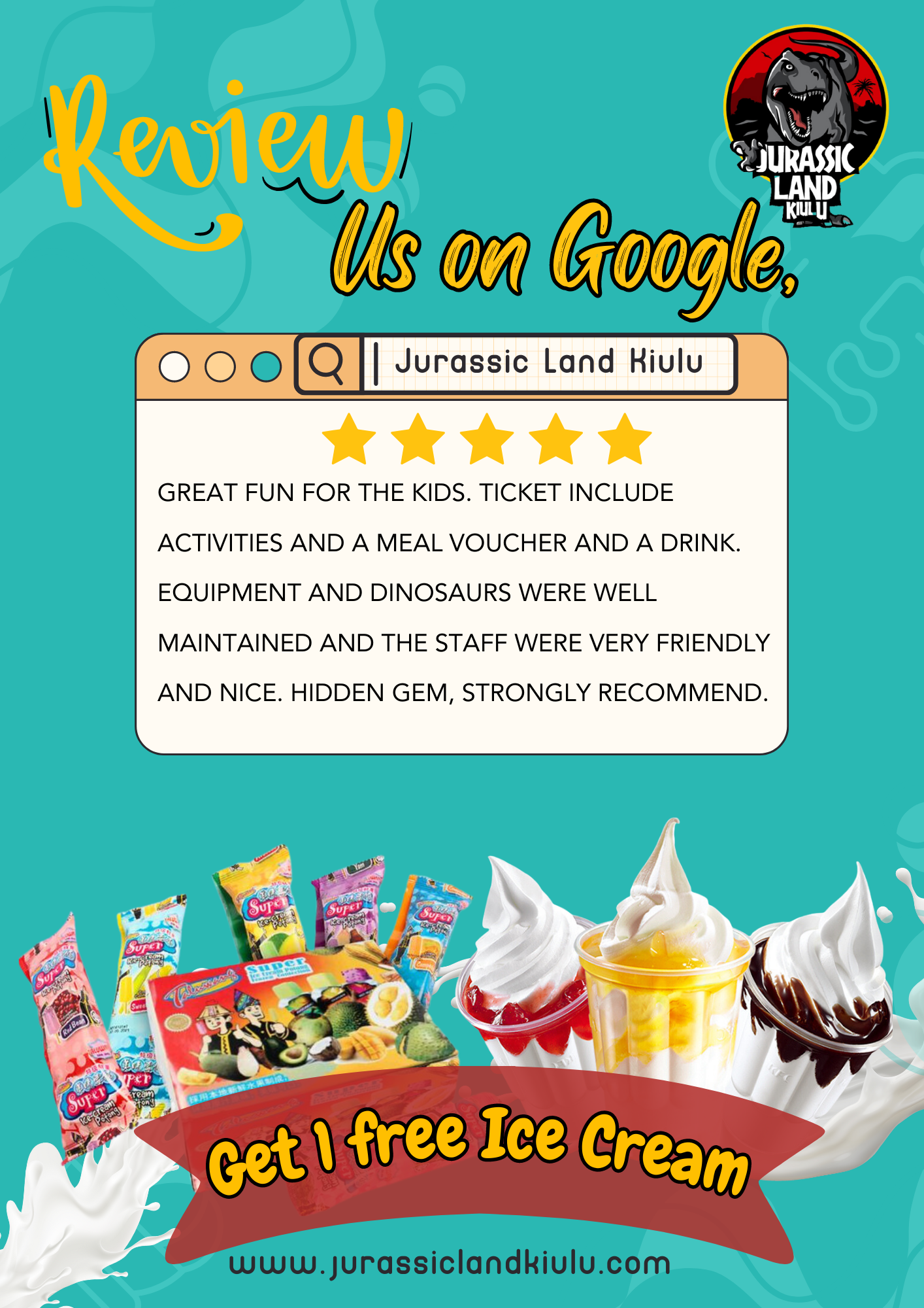 GIVE REVIEW ON GOOGLE AND REDEEM YOUR FREE ICE CREAM